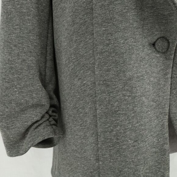 Saks Fifth Avenue Jacket Womens XL Gray Stretch Knit Ruched Sleeves Lined Blazer - Picture 15 of 16